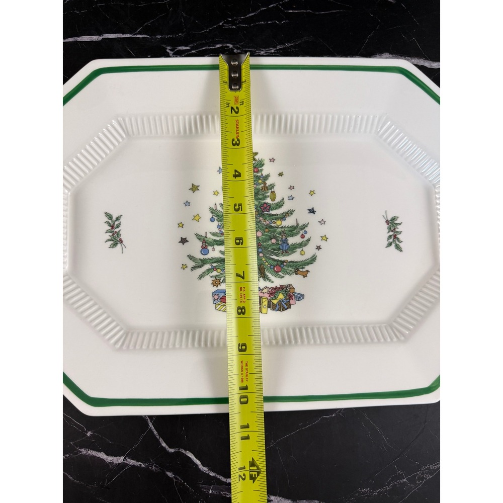 VTG Nikko Christmastime Octogonal Christmas Tree 16in Ceramic Platter MINT! - Picture 7 of 8